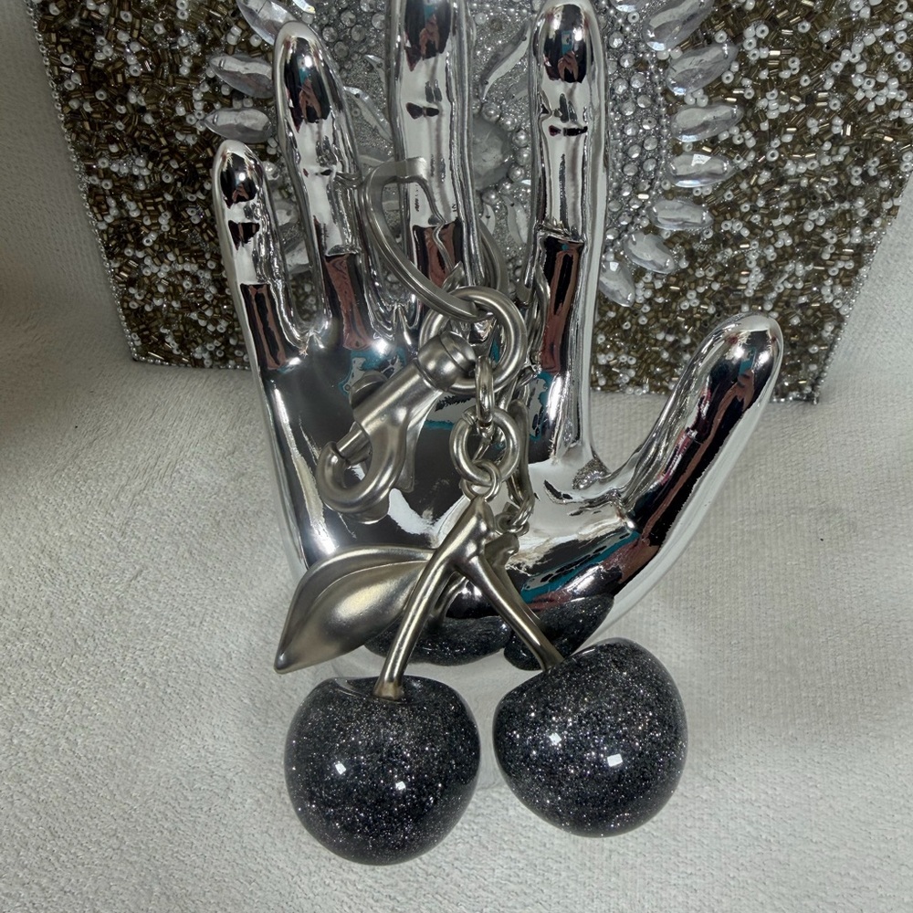 Sparkling Gray/Black Cherry Keychain/Bag Charm